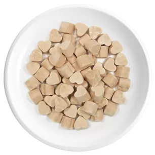 Cubetti di pollo a forma di cuore liofilizzati